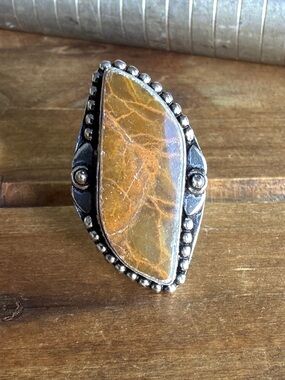 Women Jewelry Gemstone Ring Size 5.5 Jasper Quartz Crystal Stone Bohemian Boho